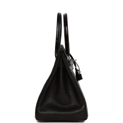 Hermes Birkin 30 Black Matte  Alligator and Ostrich Touch Palladium Hardware
