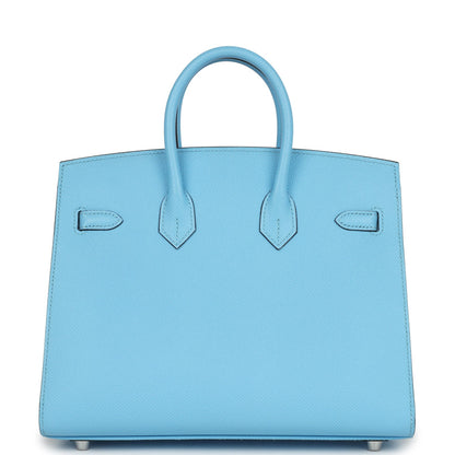 Hermes Birkin Sellier 25 Celeste Epsom Palladium Hardware