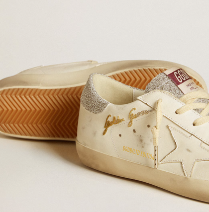 Super-Star LTD Donna in pelle bianca con inserti in micro cristalli Swarovski
