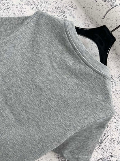 LV 25 Robot  On The Chest T-Shirt Grey Cotton